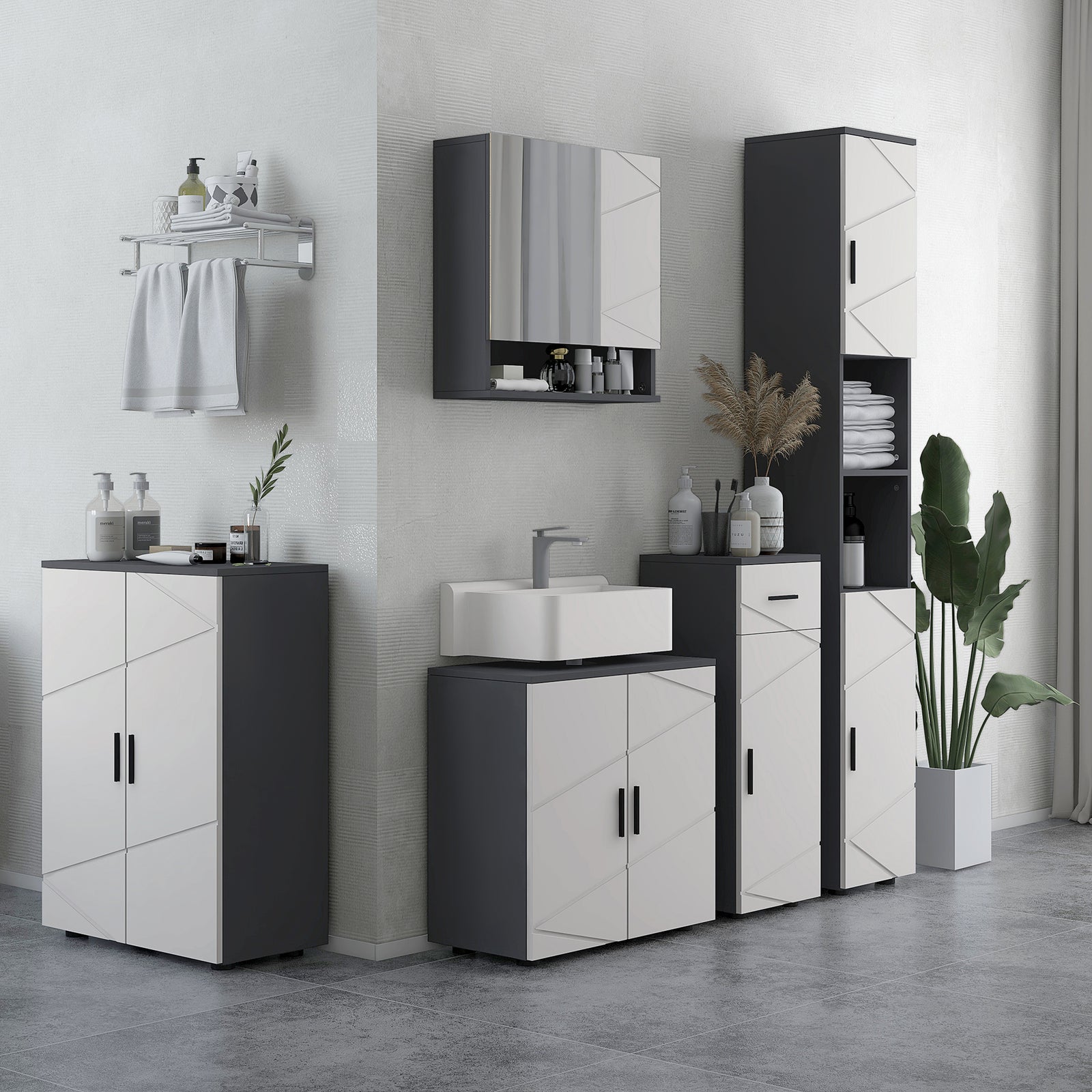 10x20/20x20cm "u" Cut-out Bathroom Vanity Unit | Medium | Light Slate Gray