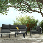 6 Pcs Rattan Garden Furniture Set With Table, Cushion | Charcoal Gray