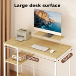 Computer Desk Home Office Table With Storage Shelves Monitor Stand | Oak