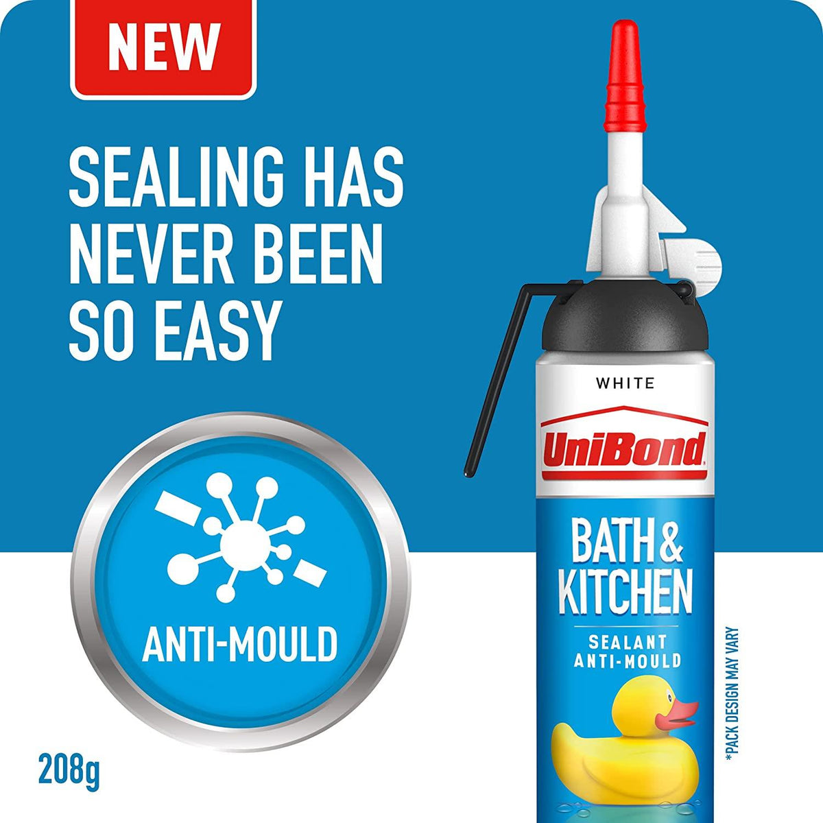 Mould Resistant Bath & Kitchen Silicone Sealant White, 208g | Set of 3