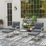 5-pieces Rattan Patio Set With Acacia Wood Top Table