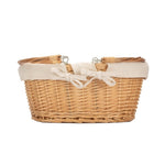 Medium Swing Handle Double Steamed Wicker Oval Shopping Basket | White