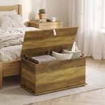 Storage Chest With Safety Hinged Lid, 102l Storage Box | Brown