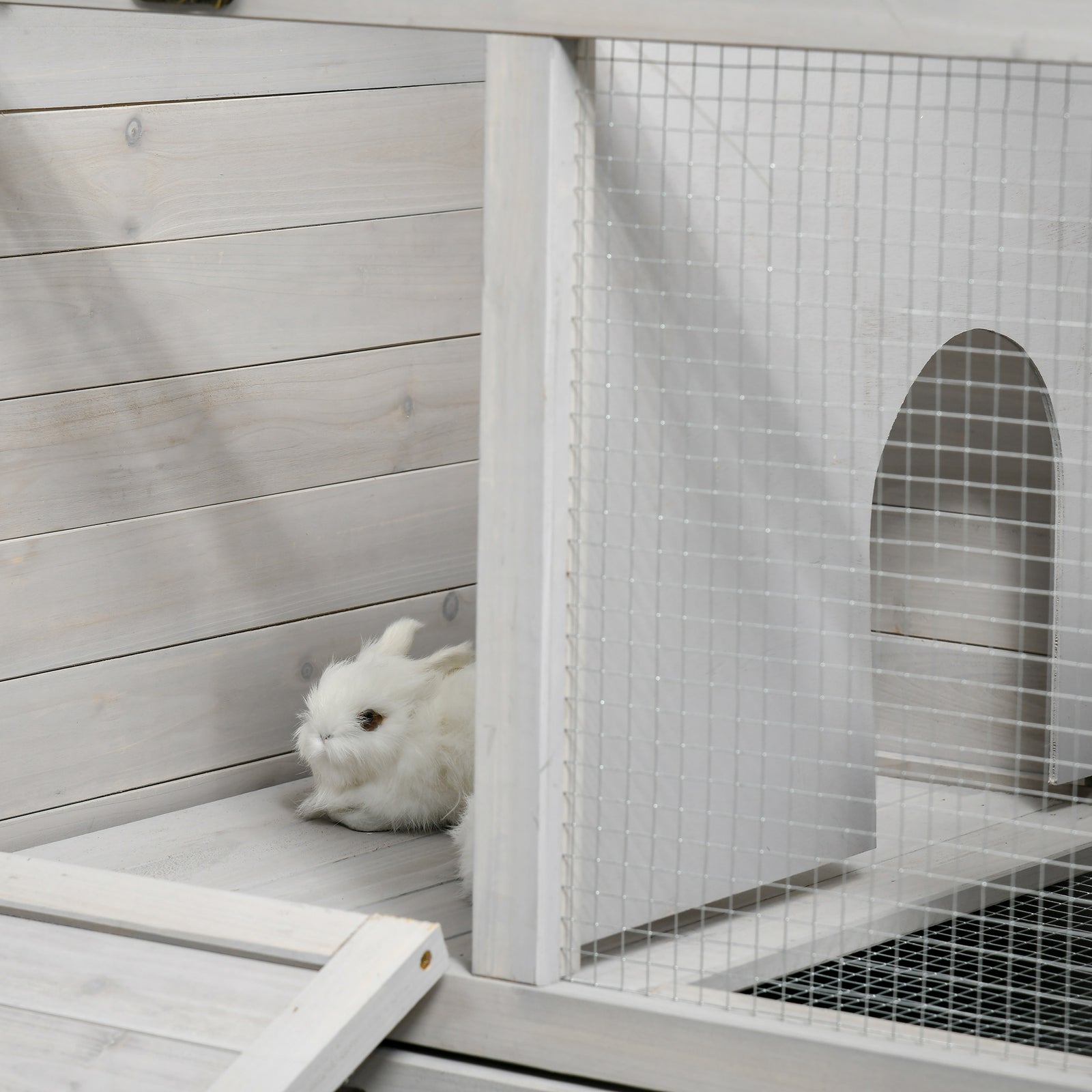 Rabbit Hutch Mobile Separable Guinea Pig Cage W/ Wheels, Slide-out Tray