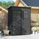 5' X 3' Garden Shed W/ Floor, Lockable Door, Window And Vent | Dark Grey