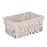 Wicker White Wash Storage Basket With White Lining | Medium | White