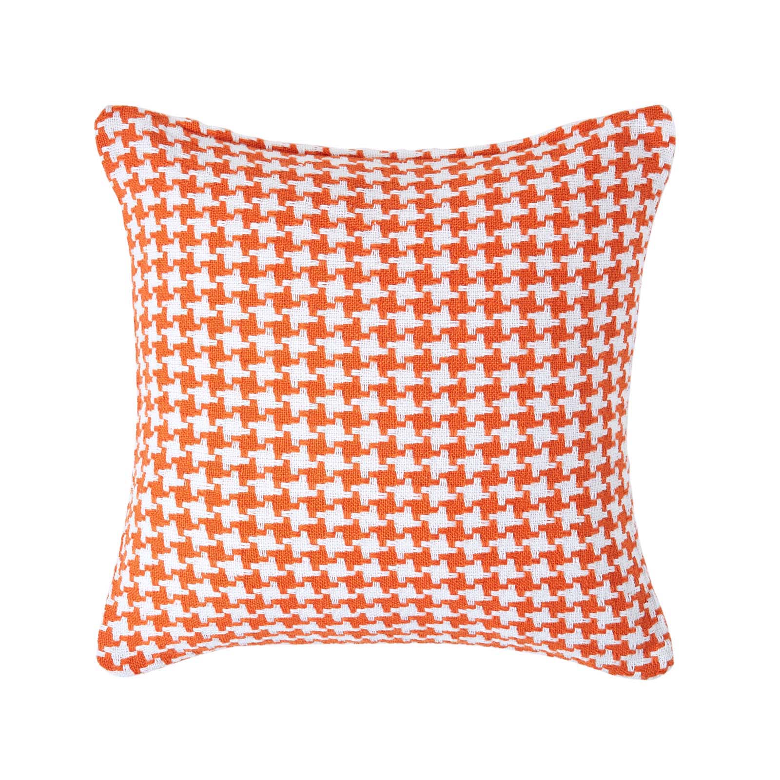 Houndstooth Cotton Cushion Cover | 60cm x 60cm | Orange