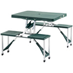 Picnic Table Chair Set 4 Seat Aluminium Pp W/ 2.7cm Hole | Green