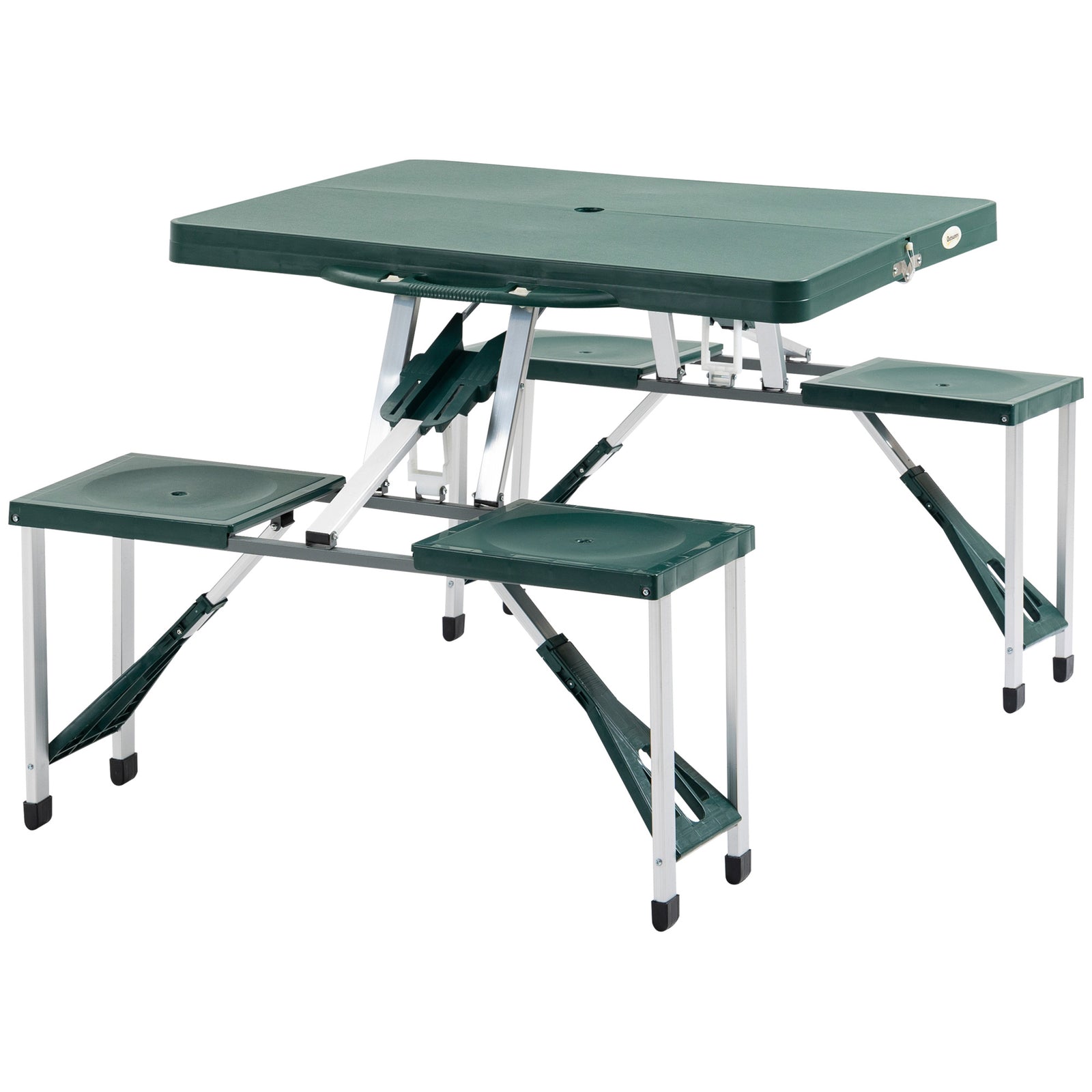 Picnic Table Chair Set 4 Seat Aluminium Pp W/ 2.7cm Hole | Green
