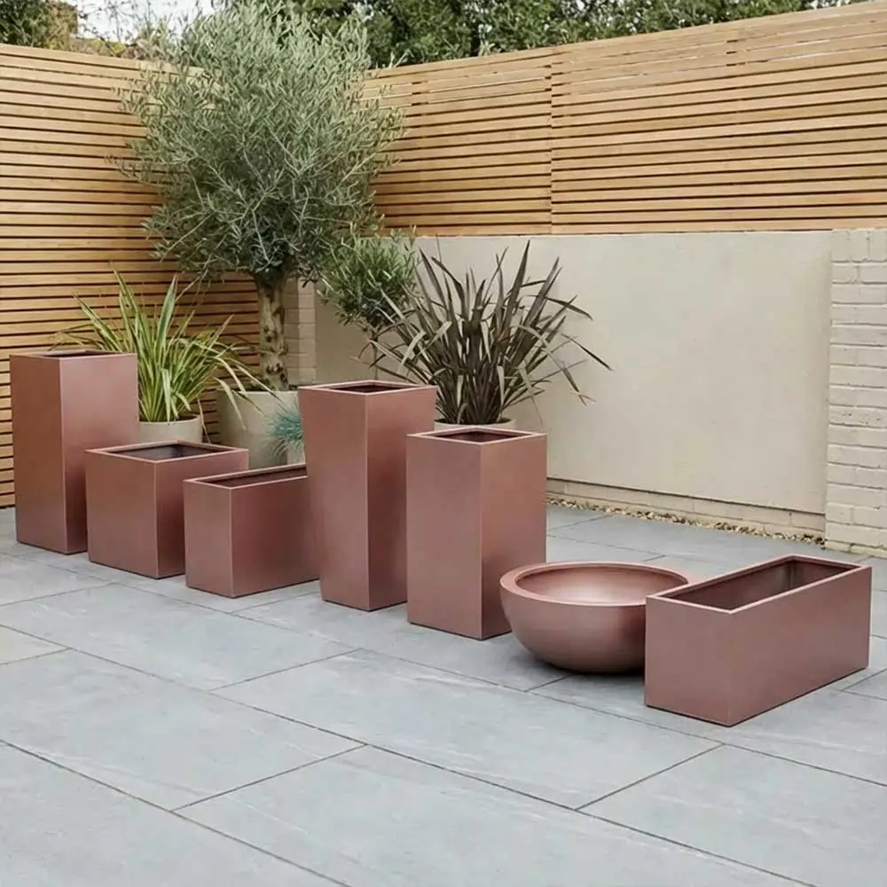 Zinc Galvanised Trough Planter | 75cm x 32cm x 32cm | Rose Gold
