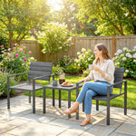 3 Pieces Garden Bistro Set For 2, Outdoor Bistro Table And Chairs | Dark Grey