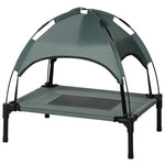 Pawhut 61cm Elevated Dog Bed Cooling Raised Pet Cot Uv Protection Canopy | Gray