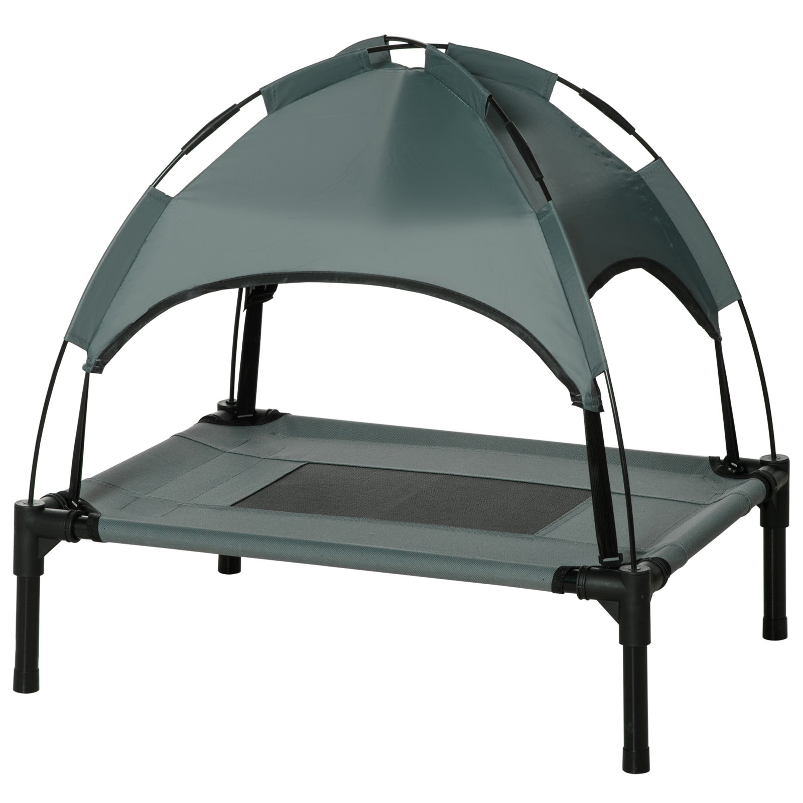 Pawhut 61cm Elevated Dog Bed Cooling Raised Pet Cot Uv Protection Canopy | Gray