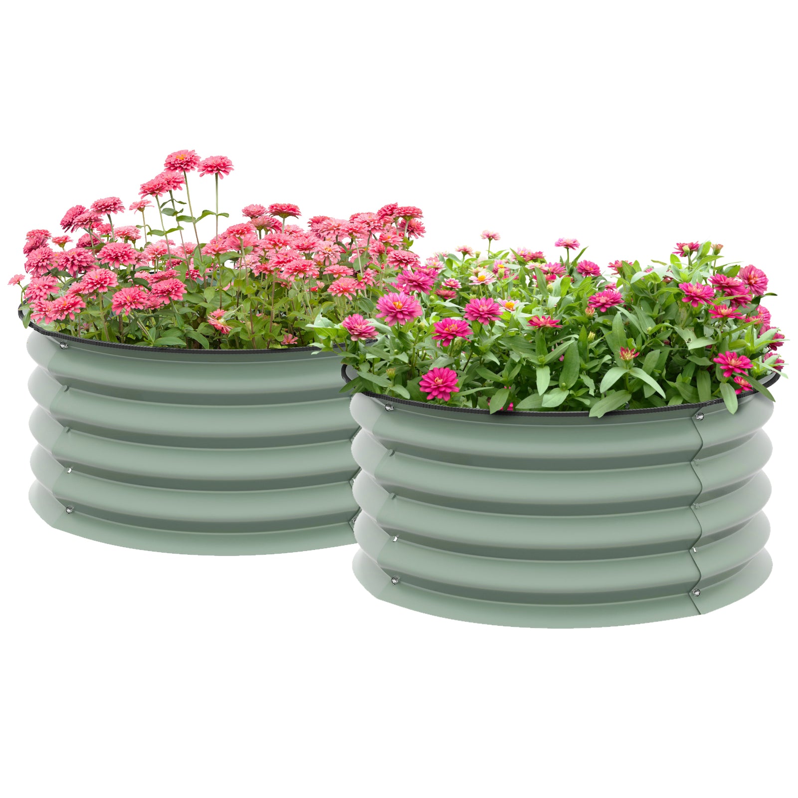 Set Of 2 Raised Garden Bed Metal | Green