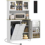 HOMCOM 175cm Tall Kitchen Cabinet With Rubbish Bin, White