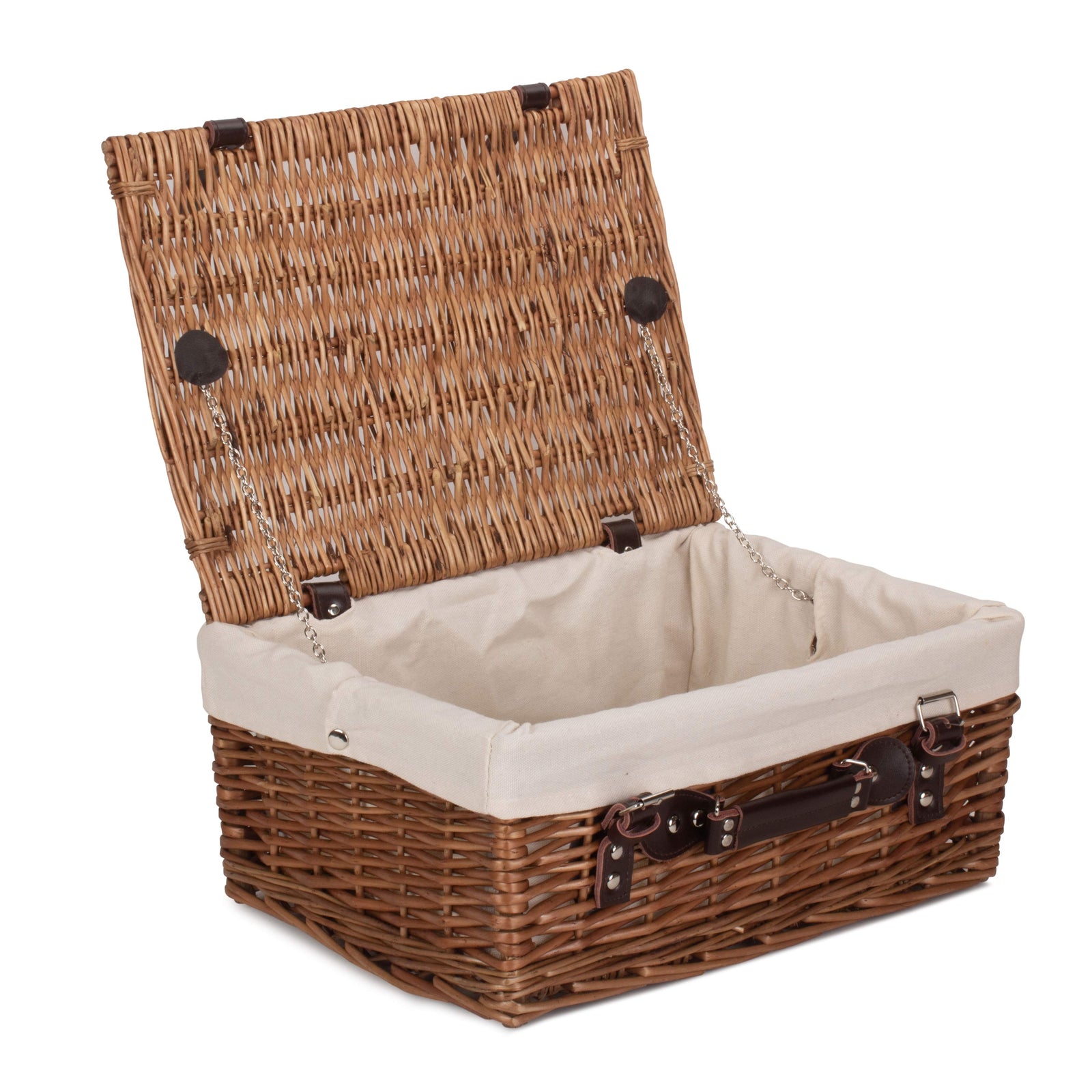 Wicker Double Steamed 40cm Picnic Basket | White