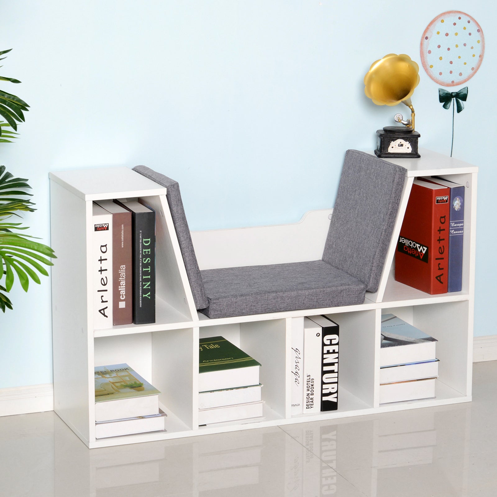 Bookcase Storage Reading Seat Unit Kids Adults Six Cubes | One Size | White