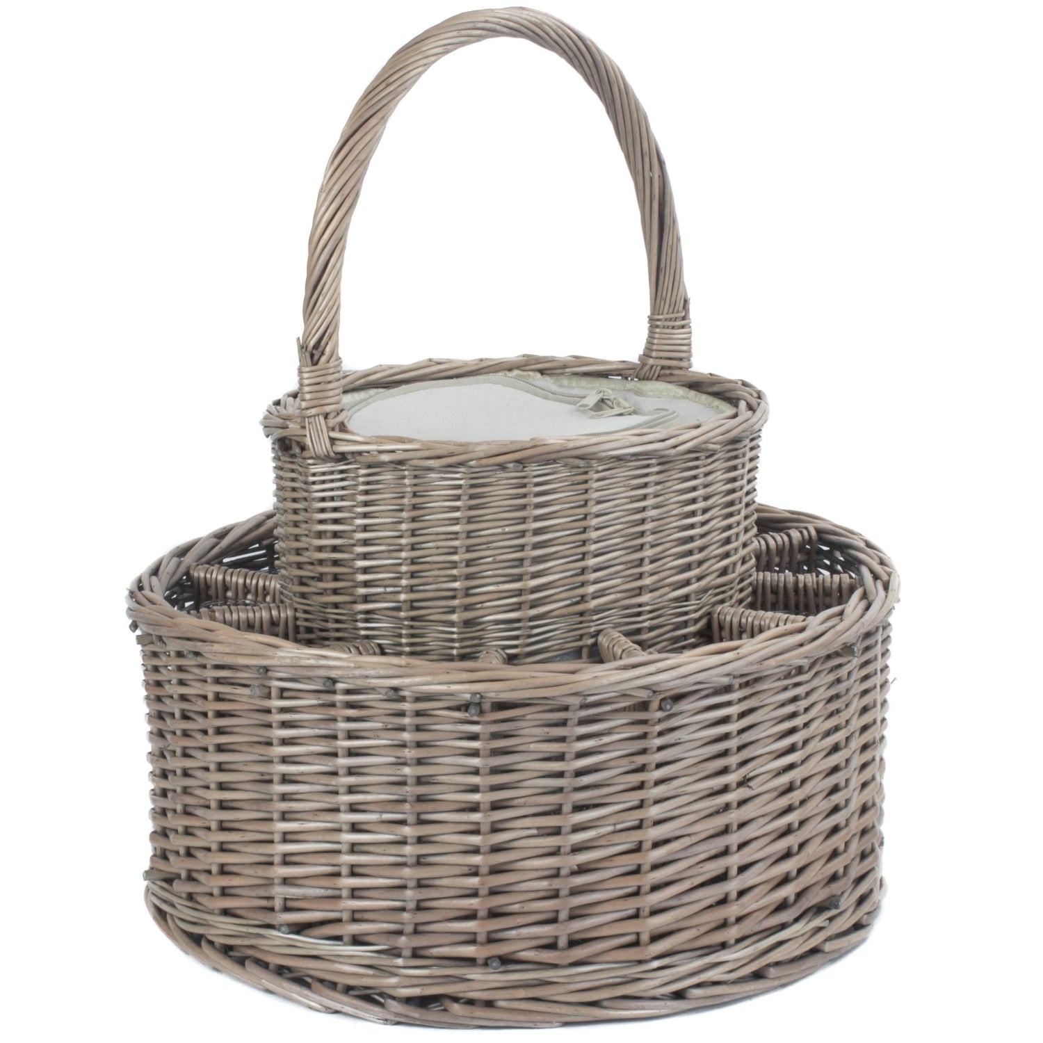 Chilled Drinks Picnic Wicker Basket With 12 Glasses
