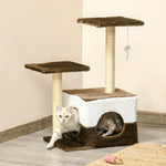Cat Tree W/ Sisal Scratching Posts, House, Perches, Toy Mouse | Brown