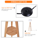 Tripod Floor Lamp Light E27 Base With Fabric Shade Shelf | One Size | Natura