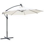 3m Led Patio Parasol W/ Solar Lights & Base | Cream