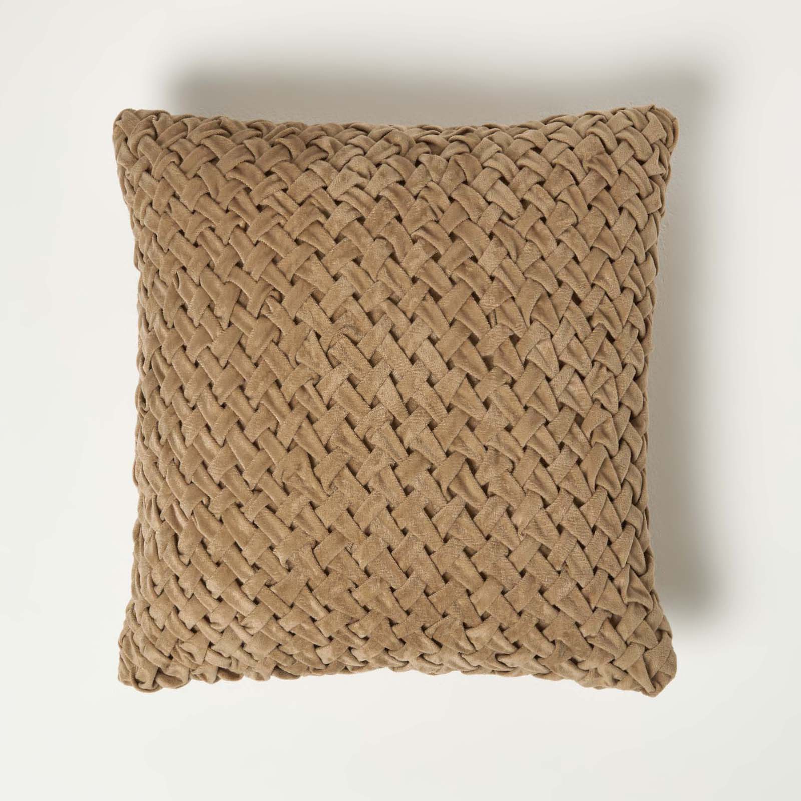 Sofia Pleated Velvet Cushion | 45cm x 45cm | Taupe