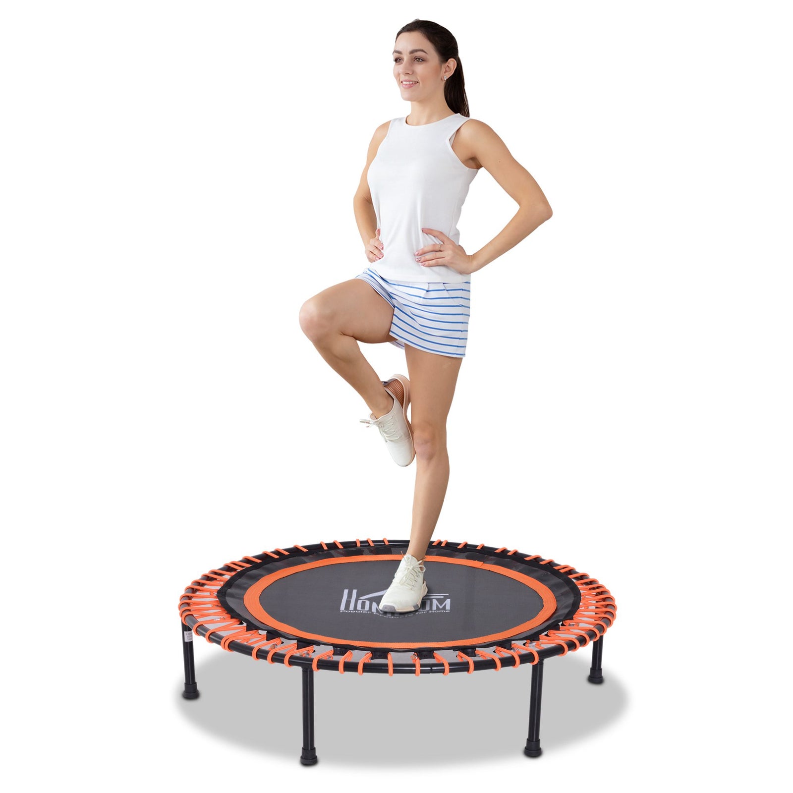 HOMCOM 40" Mini Round Fitness Trampoline, Aerobic Bouncer, Orange