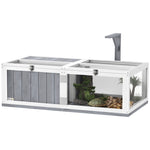 Pawhut Wooden Tortoise House With Lamp Holder, Clear Observation Windows
