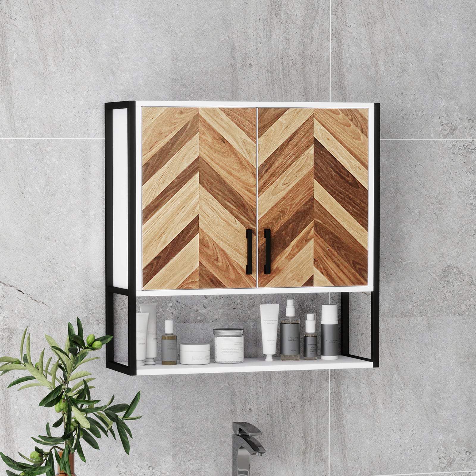 Bathroom Cabinet Wall Mounted Over The Toilet With 2 Doors