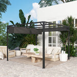 3 X 3(m) Pergola With Retractable Roof & Roller Shade | Dark Gray
