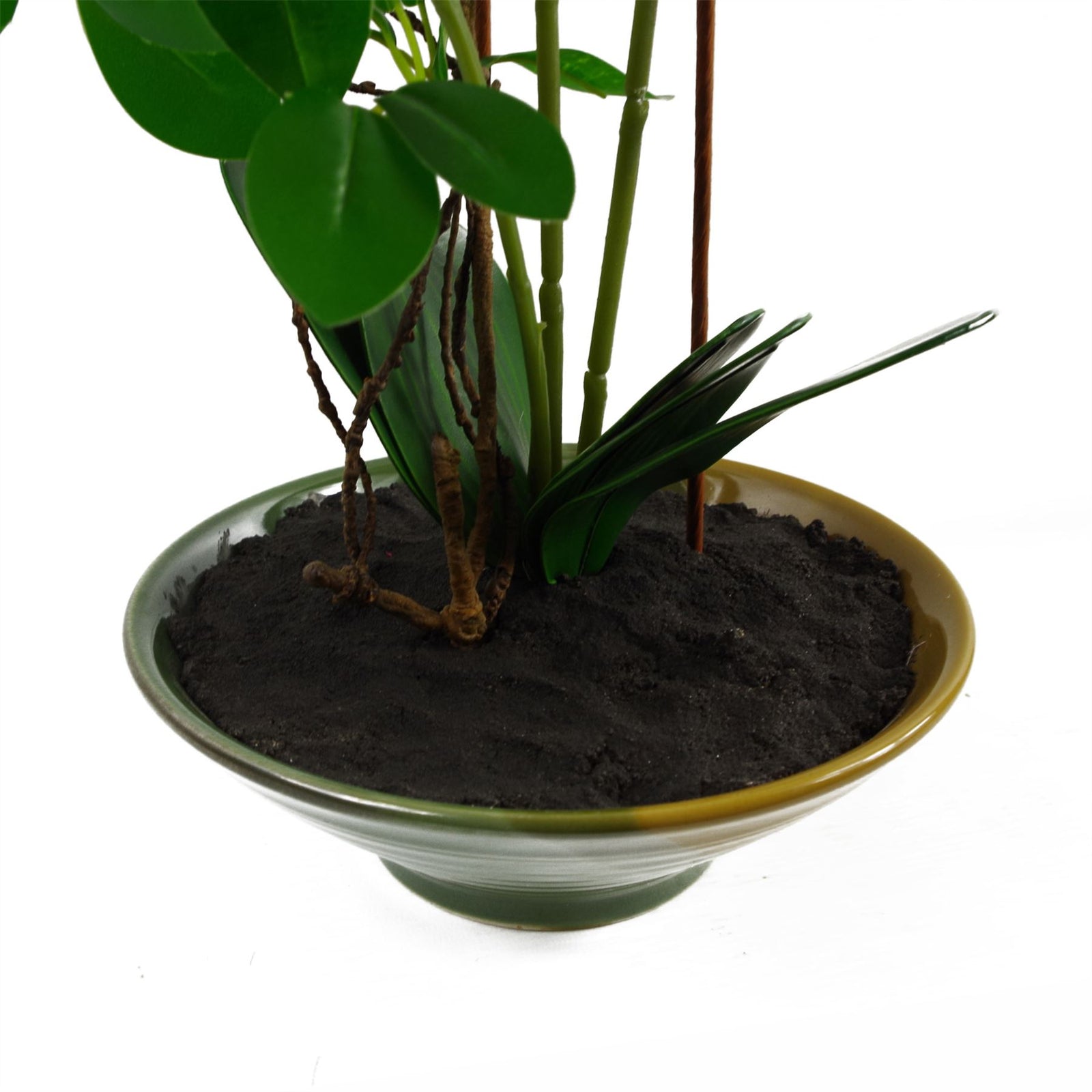 65cm Artificial Orchid Light Pink In Glazed Planter