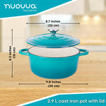 Cast Iron Dutch Oven Casserole Pot With Lid - 22cm (2.9l) | Teal