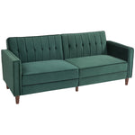Convertible Sofa Futon Velvet Touch Tufted Couch Sofa Bed | One Size | Green