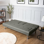 Faux Leather Click Clack Sofa Bed - 2 Seater | Grey