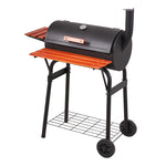 Living and Home Portable Barrel Charcoal Bbq Grill Smoker With Side Shelves