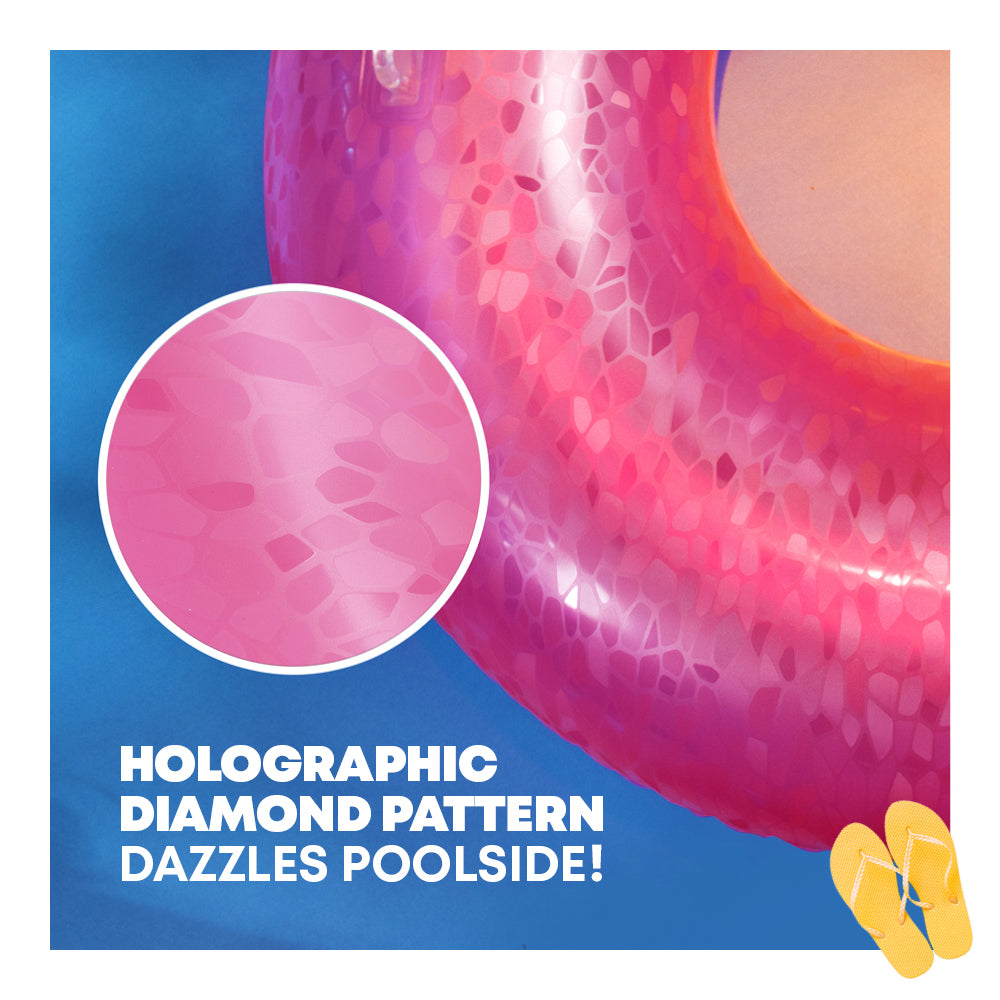 Diamond Print Inflatable Pool Float Ring | Pink
