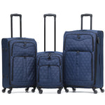 Lightweight 4 Wheel 800d Soft Case Quilted Suitcases Set Of 3 Anti Crack - Cabin & Hold Luggage 100+ Airlines Approved | Set of 3 | Navy Blue