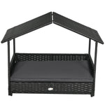 Pawhut Extendable Rattan Dog House W/ Water-resistant Roof, Cushion | Gray