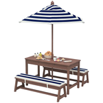 AIYAPLAY Kids Picnic Table, Wooden Kids Garden Furniture With Umbrella