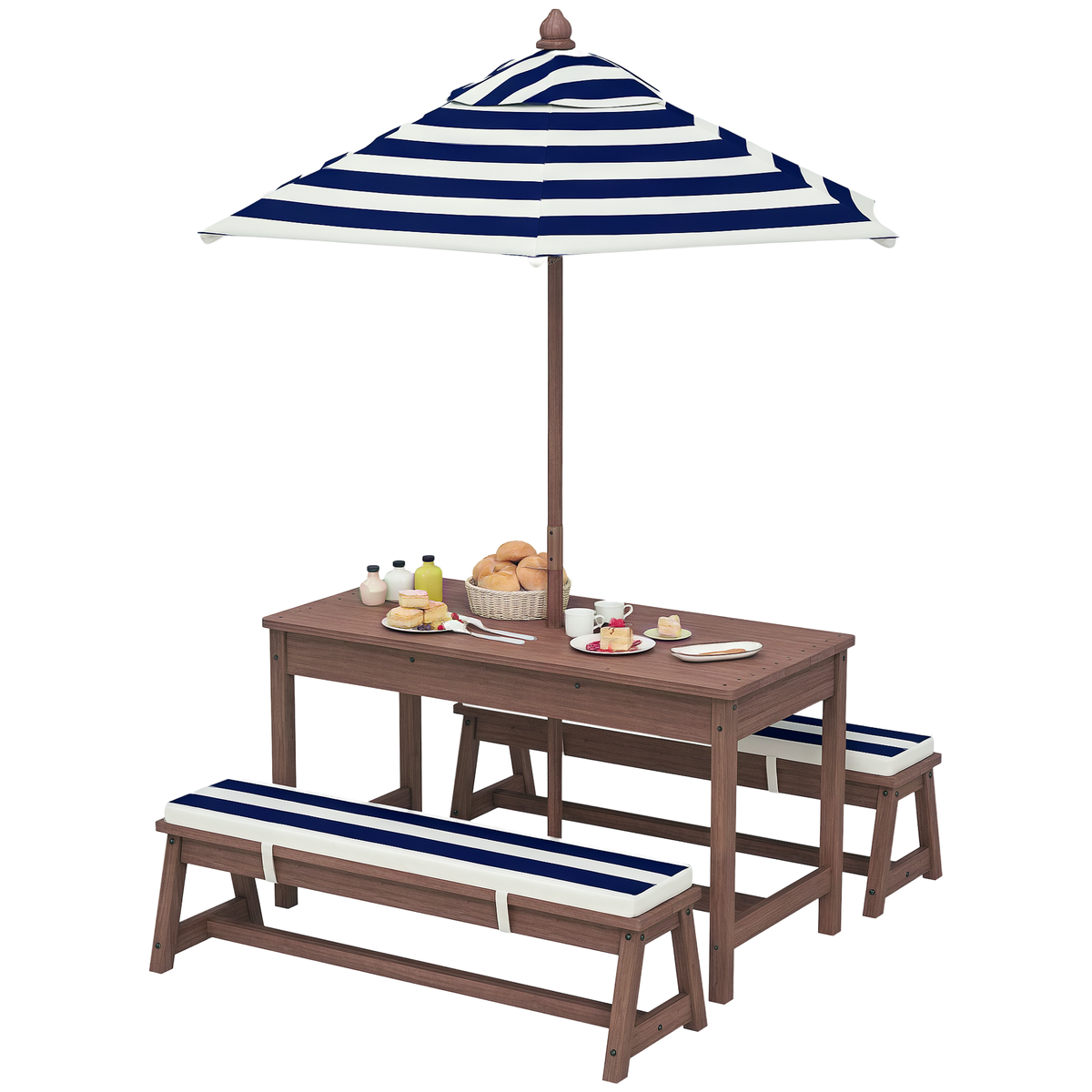 AIYAPLAY Kids Picnic Table, Wooden Kids Garden Furniture With Umbrella