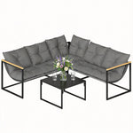 Outsunny 4 Piece Garden Furniture Set With Cushions Coffee Table, Grey