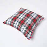 Tartan Check Cotton Cushion Cover | 60cm x 60cm | Red & White