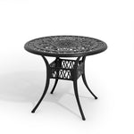 Vintage Round Cast Aluminium Garden Bistro Table,90cm Dia X 73cm H | 90cm | Black