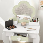 Kids Dressing Table With Mirror And Stool, Drawer, Storage Boxes - White | White