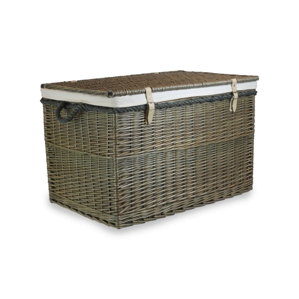 Wicker Large Antique Wash Storage Basket | White