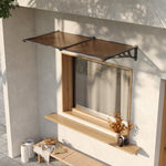 1.2-2.7m Flat Angle Outdoor Door Window Awning Canopy - Transparent Brown Sun & Rain Protection | Medium | Brown