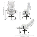 Height-adjustable Reclining Swivel Office Chair With Footrest | White