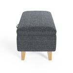 Linen Upholstered Storage Ottoman Footstool Compact Seat With Hidden Storage 71 X 37 X 34 Cm | Dark Grey