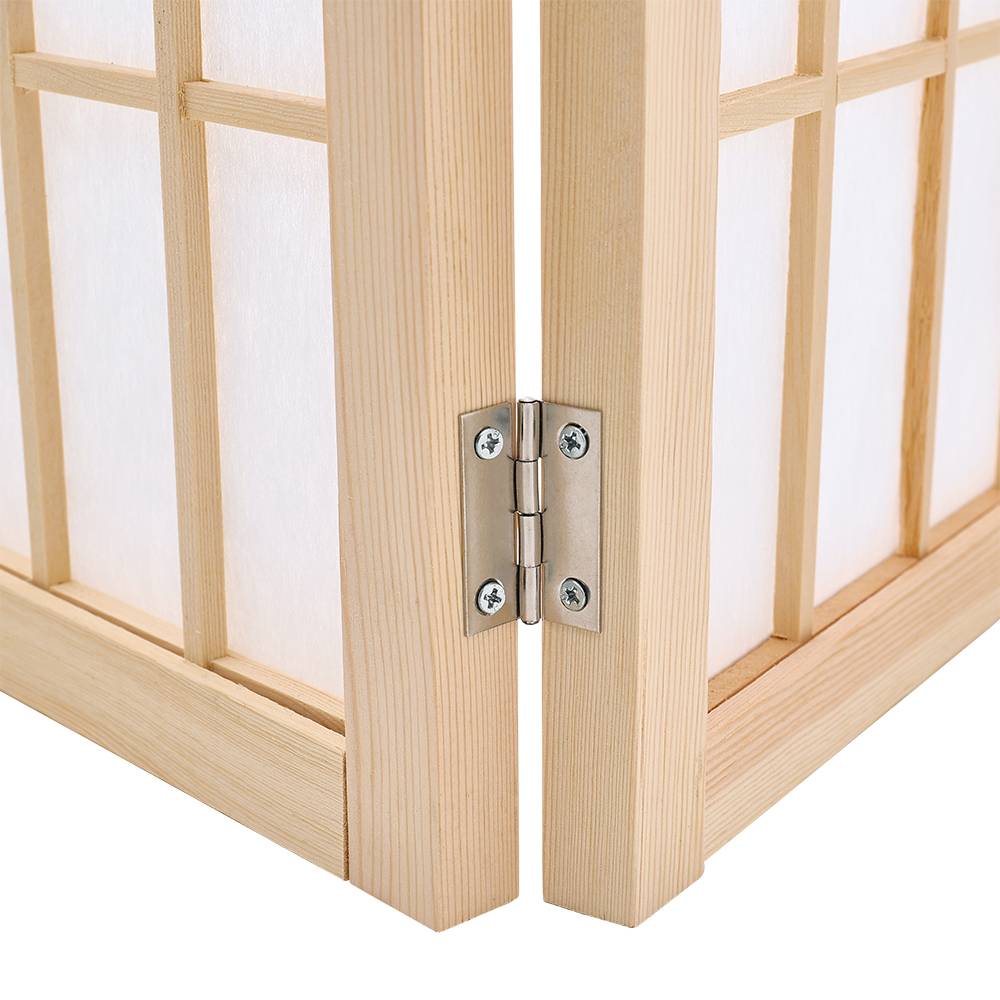 6-panel Freestanding Room Divider – Pine Wood Lattice Design | Natural