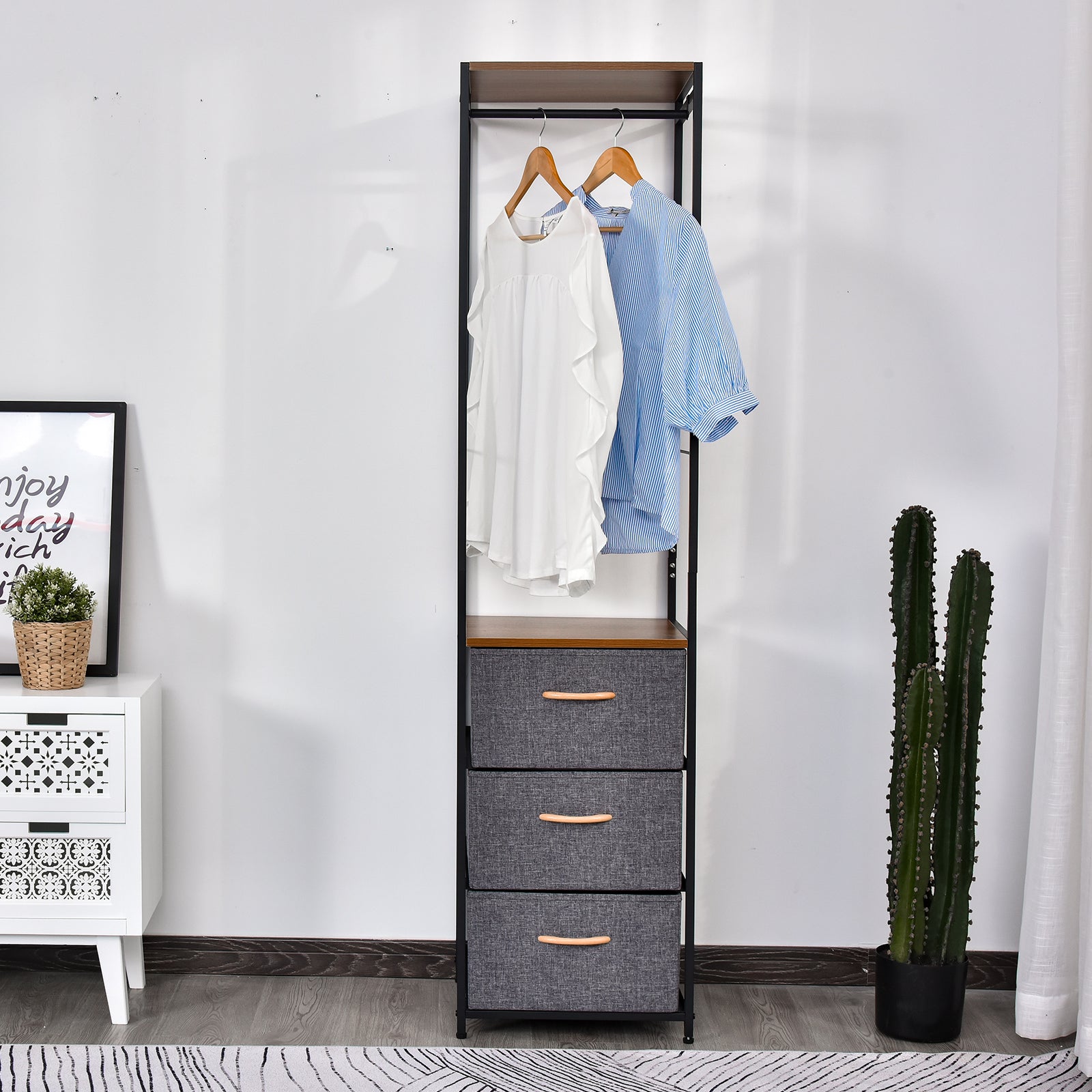 Storage Coat Rack Hallway Organiser Shelves Hanger 3 Drawer